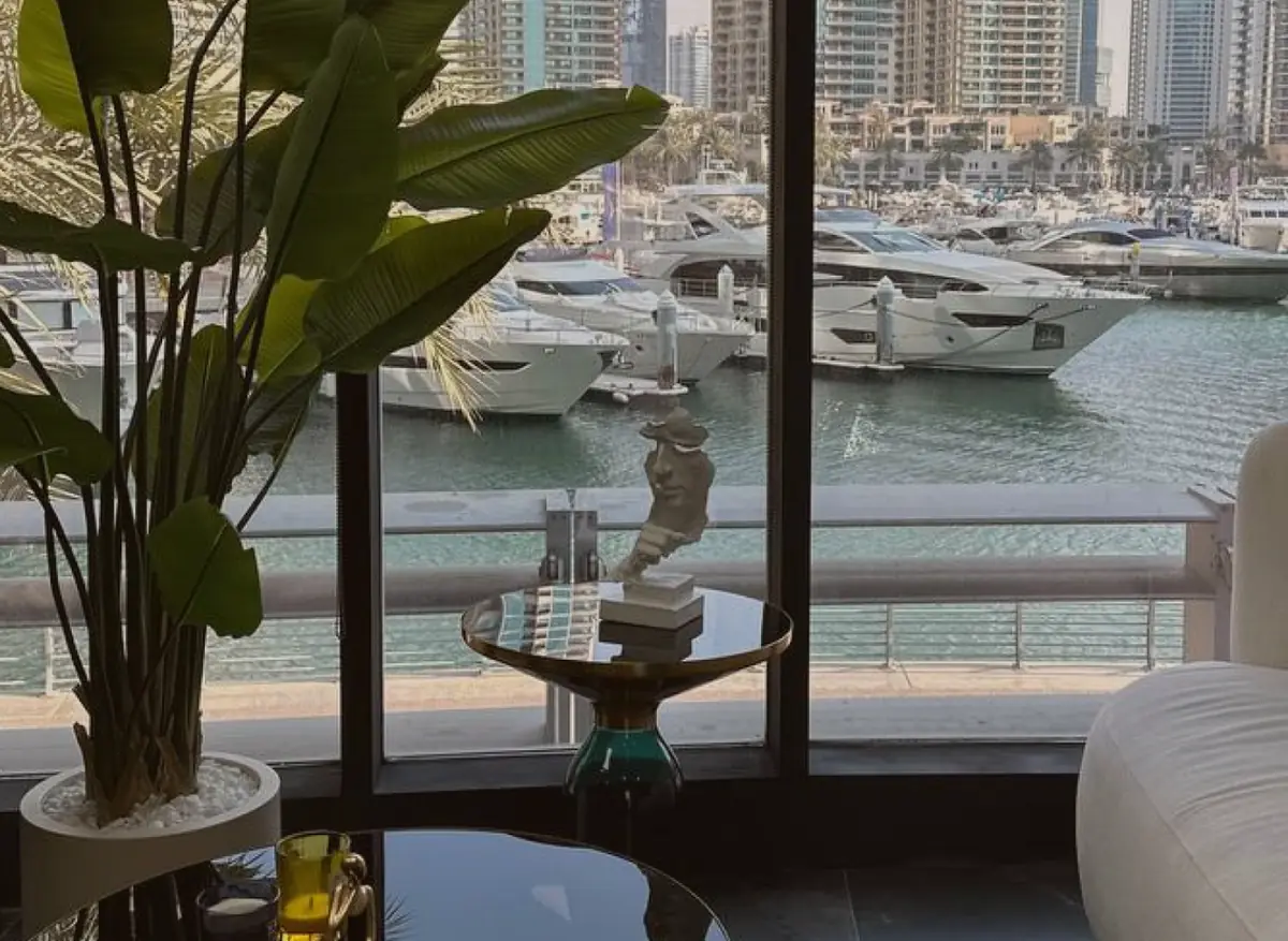 Dubai Marina yacht view from Hide Clinic