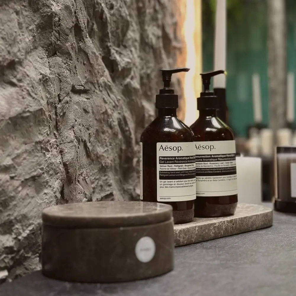 Aesop amenities in the treatment room